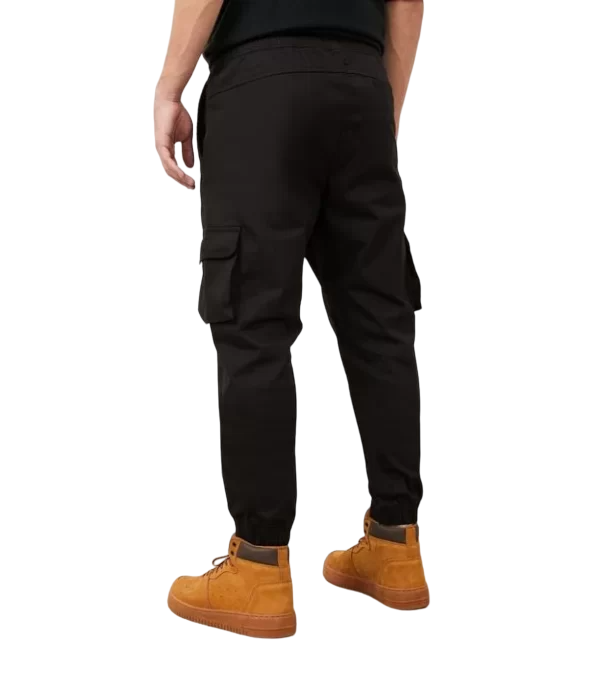 Calça Jogger Cargo Em Sarja Com Cós Elástico E Barra Ajustada - Imagem 3